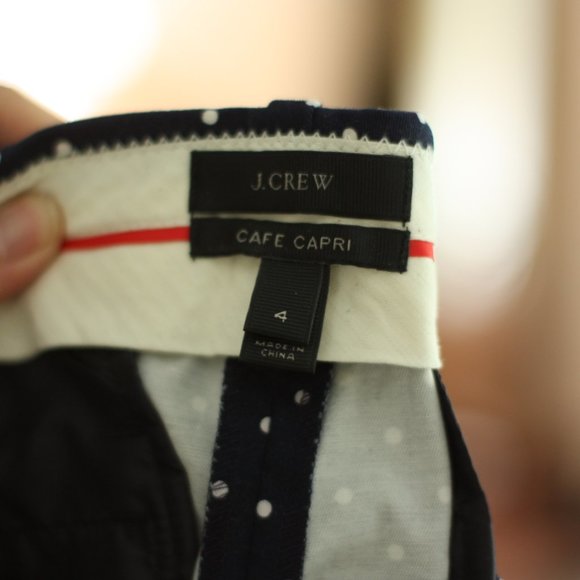 J. CREW Navy Blue and White Polka Dot Capri Pants - Picture 3 of 4